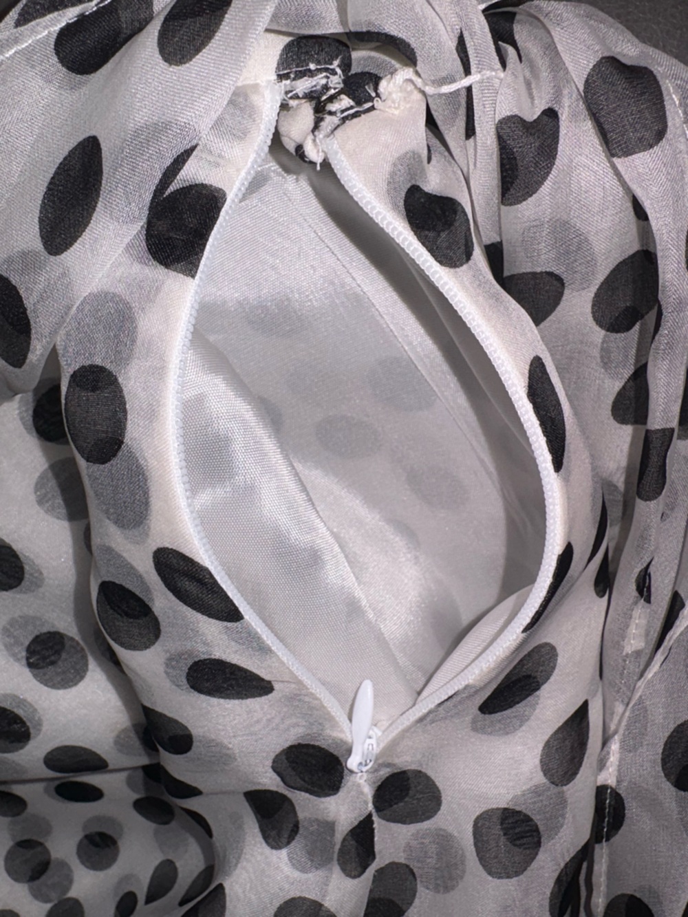 Shanty Polka Dot Layered Skirt Size 10 Sheer Overlay Tie Waist Black White - Picture 8 of 11